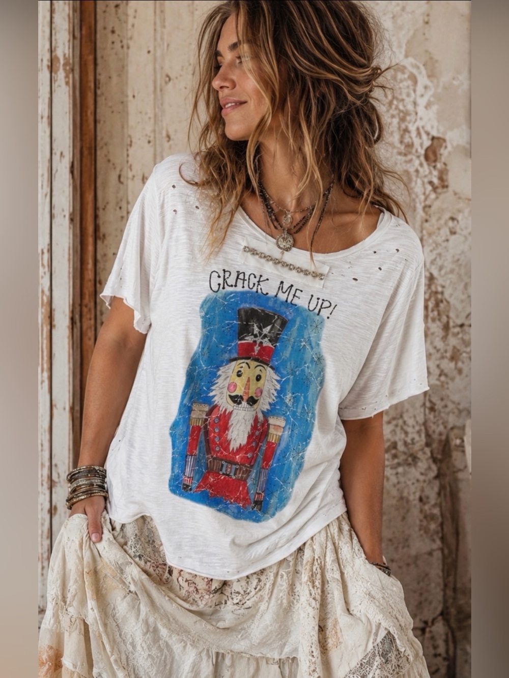 🎉 A RARE BIRD “Crack Me Up!” Nutcracker Graphic Tee 🔥 S/M